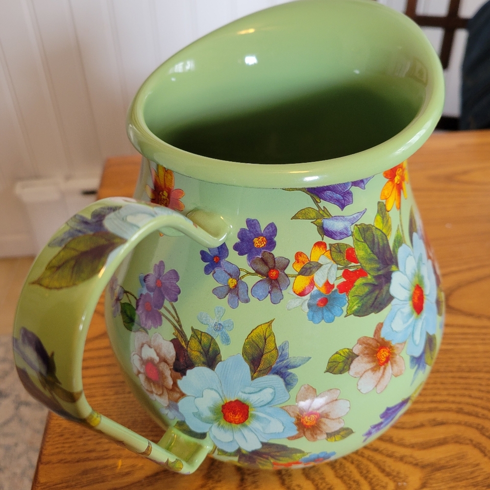 MacKenzie-Childs Floral Green Pitcher - Picture 2 of 9